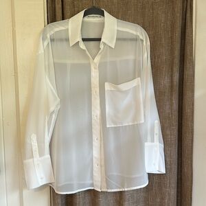 Sheer oversized blouse/ button down shirt